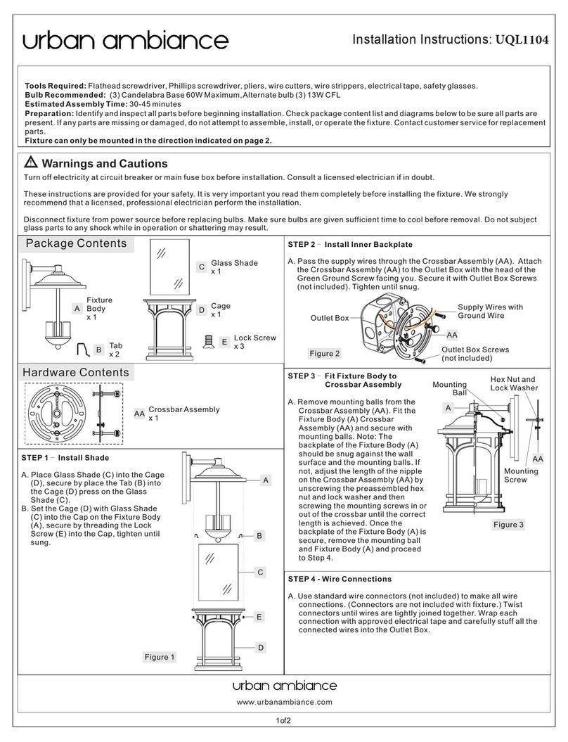 urban ambiance UQL1104 installation instructions
