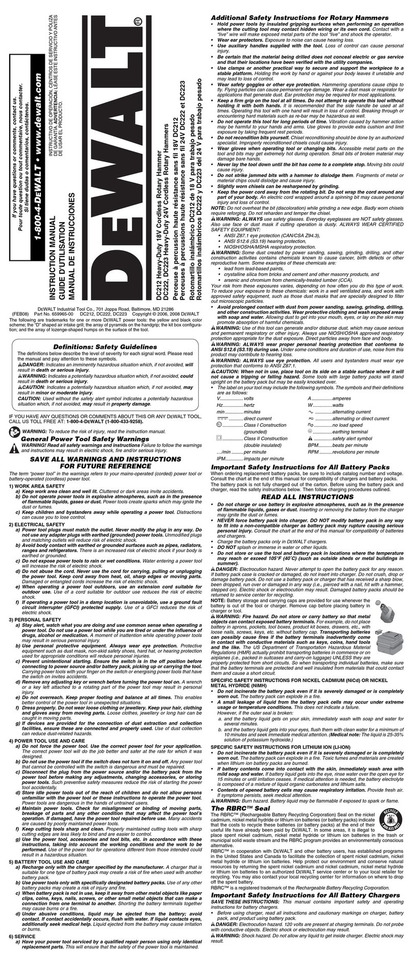 DeWalt DC223 User manual DeWalt DC223 User manual