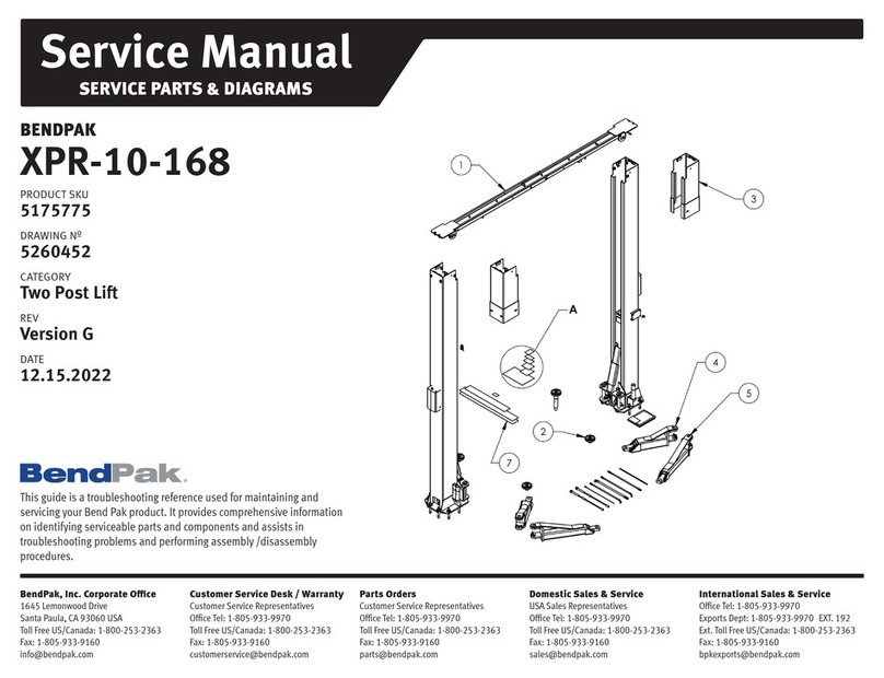 Bend-Pak XPR-10-168 User manual
