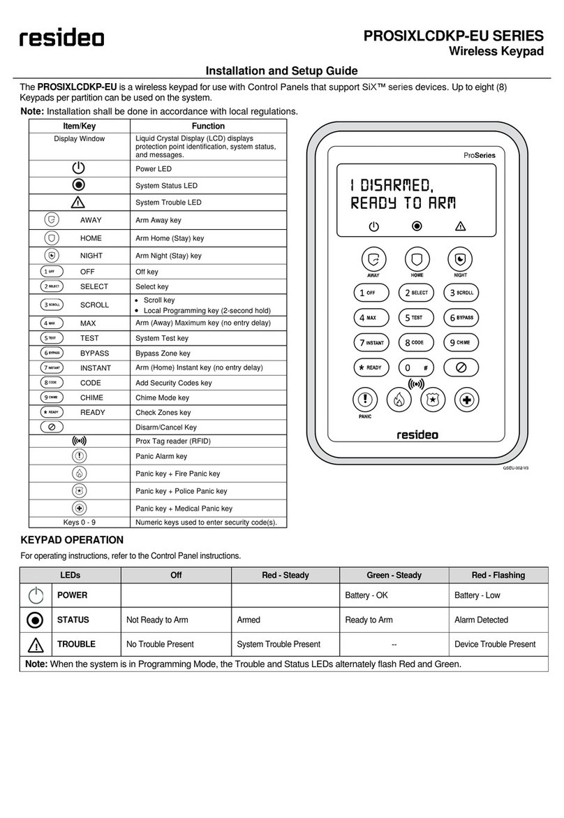 resideo PROSIXLCDKP-EU Series Installation and setup guide