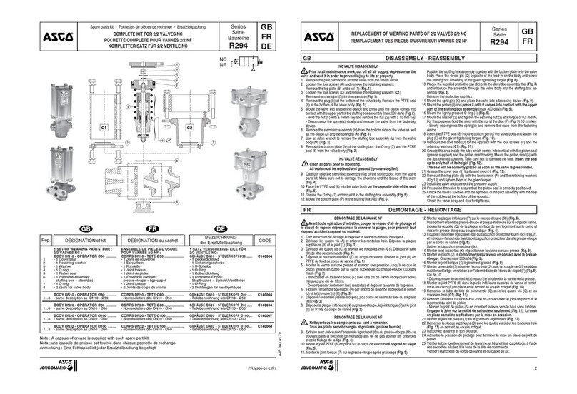 Asco JOUCOMATIC R294 Series User manual