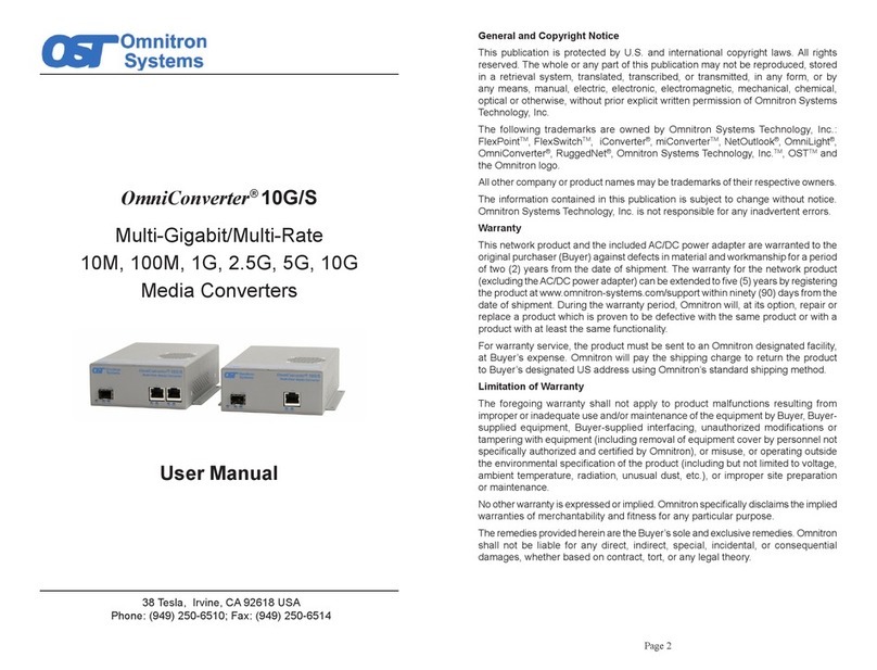 Omnitron Systems OmniConverter 10G User manual