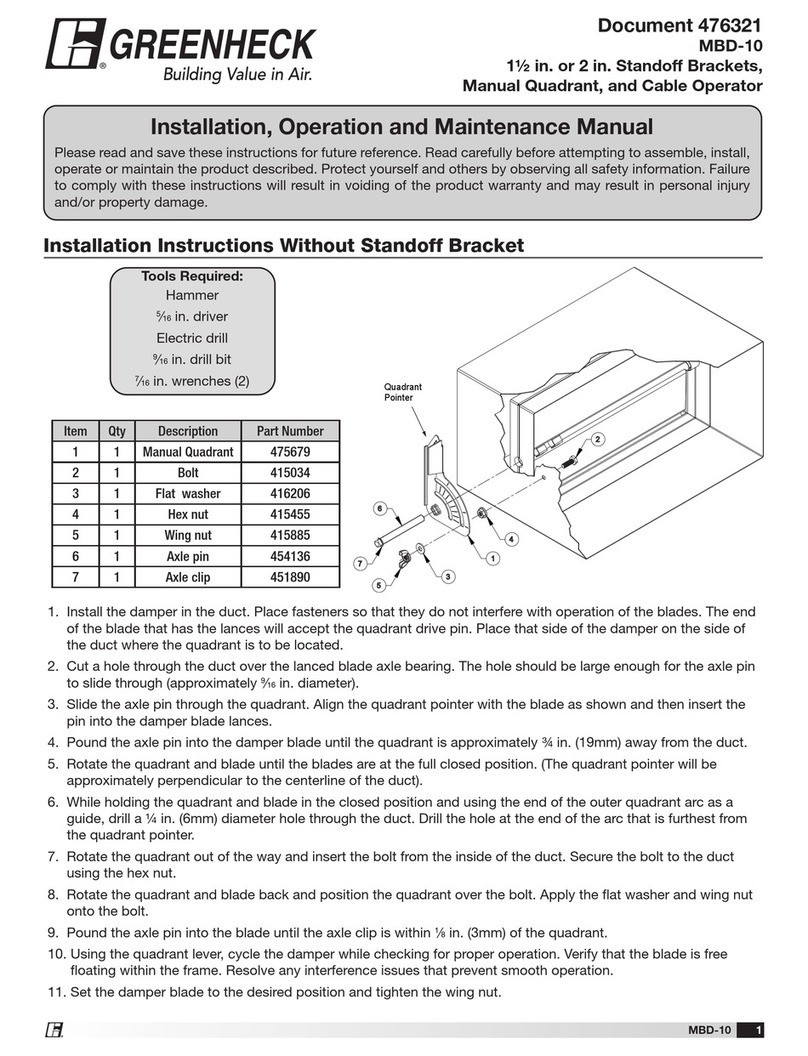 Greenheck MBD-10 Installation, operation and maintenance manual