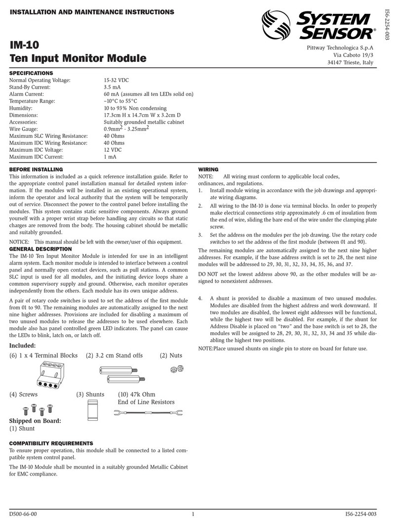 System Sensor IM-10 User manual
