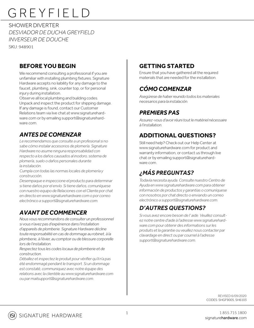 Signature Hardware GREYFIELD 948901 quick start guide Signature Hardware GREYFIELD 948901 quick start guide