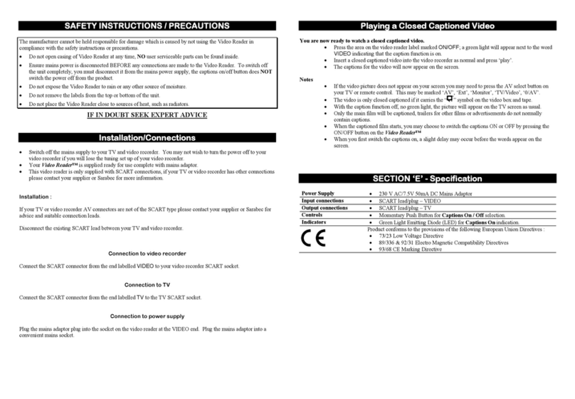 Sarabec Video Reader VR20 owner's manual