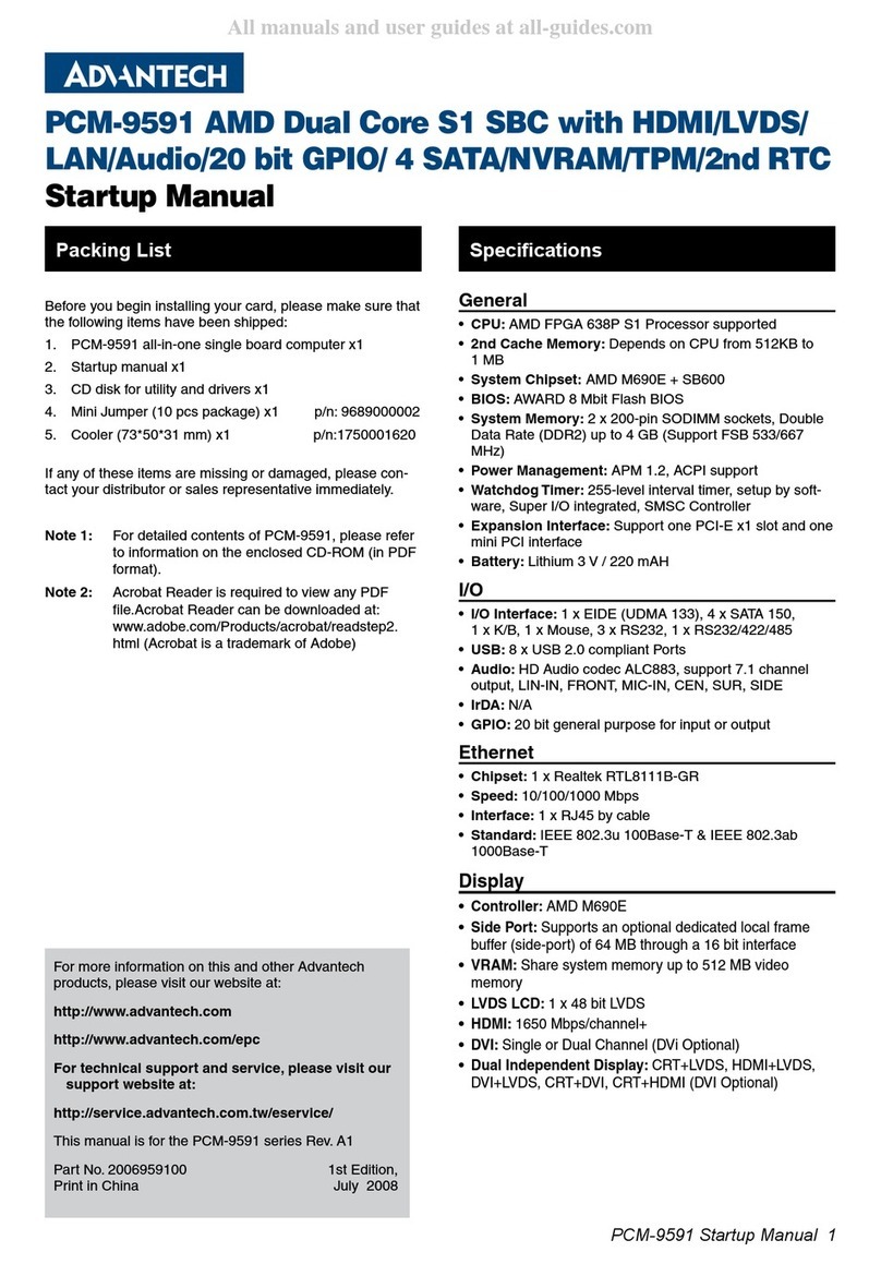 Advantech PCM-9591 Installation and operation manual