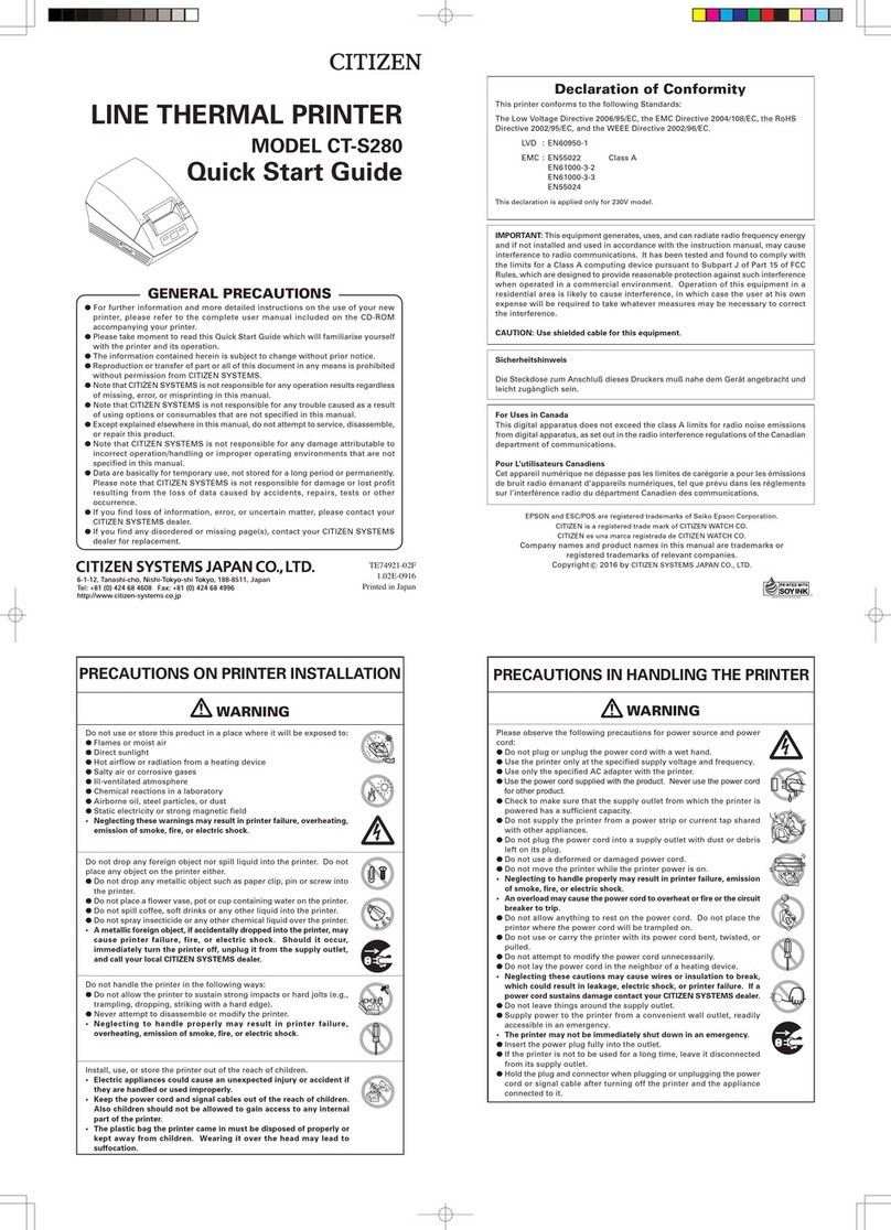 Citizen LINE THERMAL PRINTER CT-S280 User manual