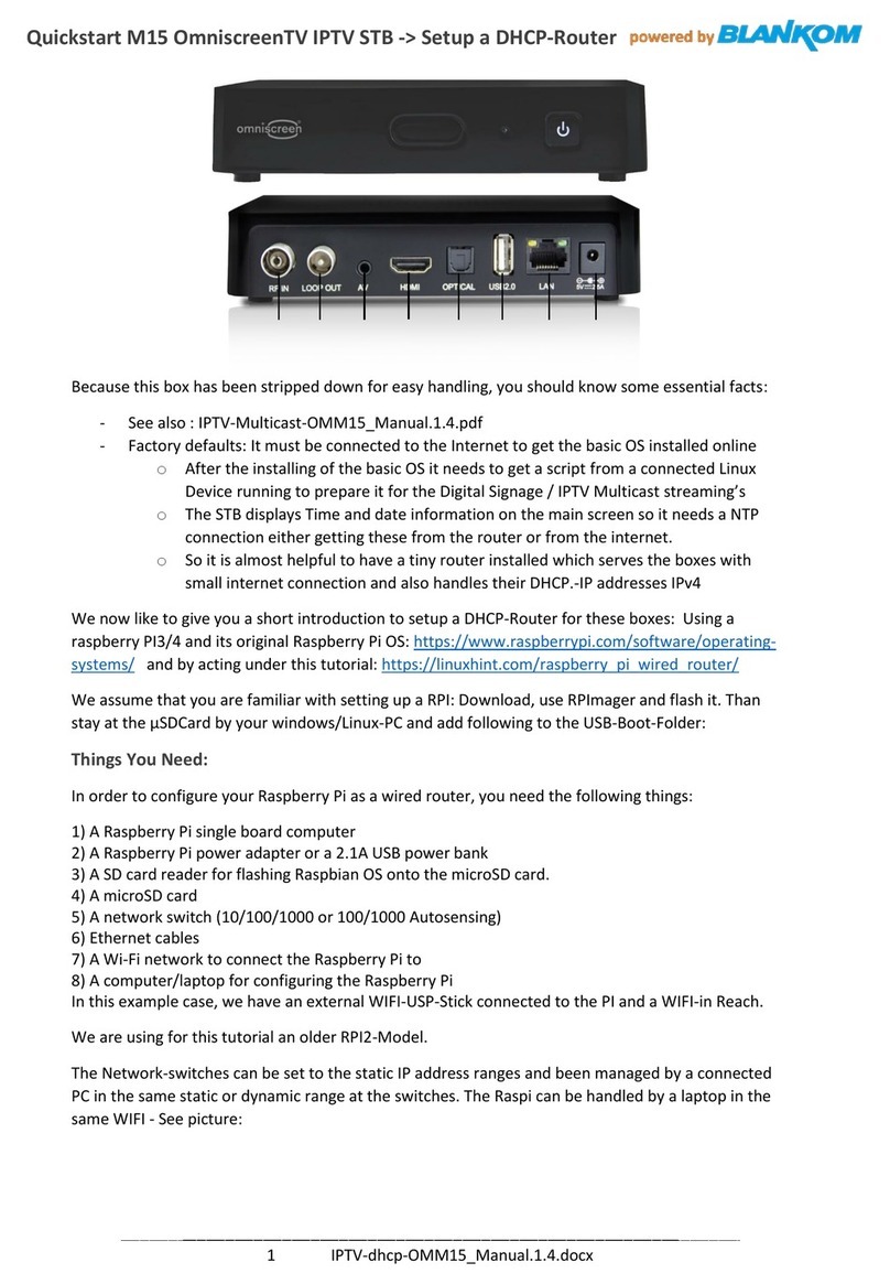 Blankom M15 OmniscreenTV IPTV STB User manual