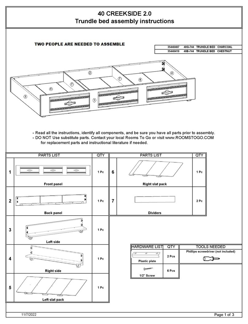 ROOMS TO GO 40 CREEKSIDE 2.0 Assembly instructions