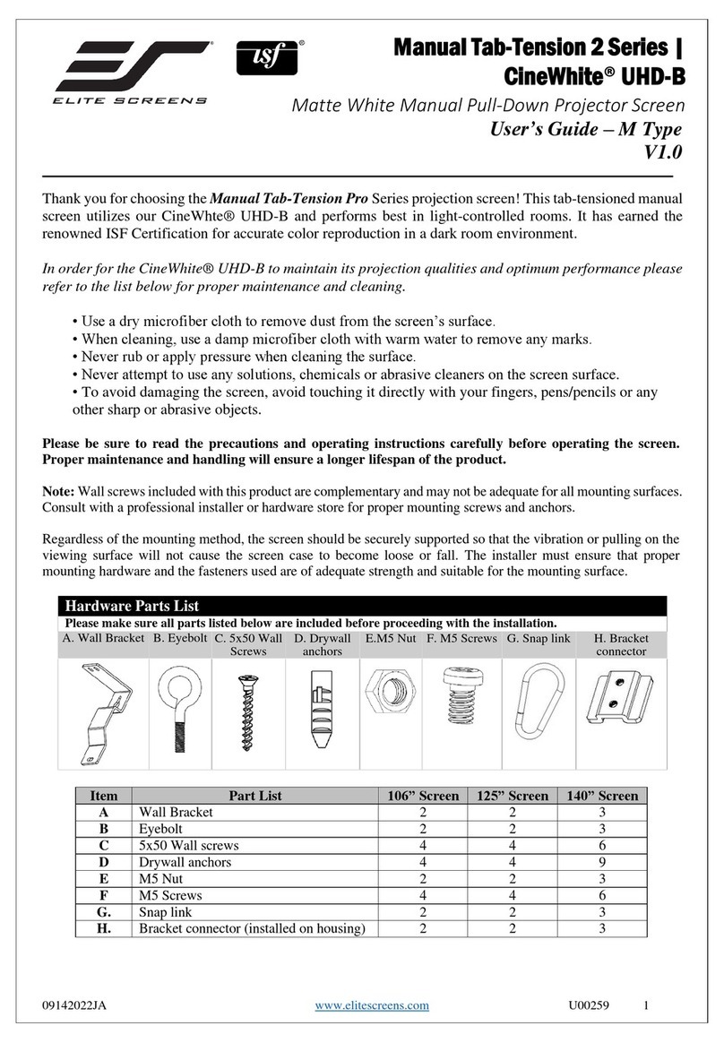 Elite Screens Manual Tab-Tension 2 Series user guide