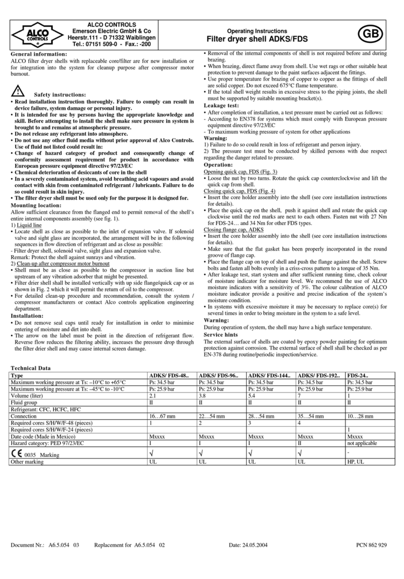ALCO CONTROLS ADKS/FDS Series operating instructions