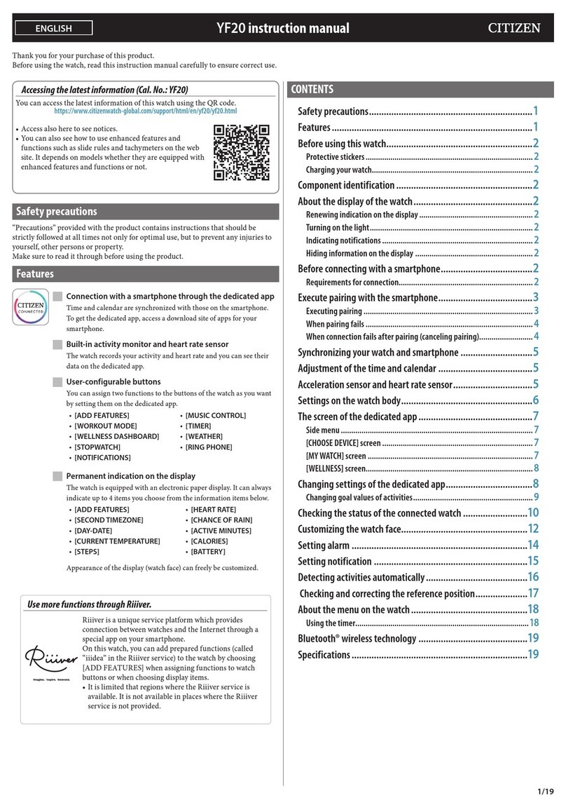 Citizen YF20 instruction manual