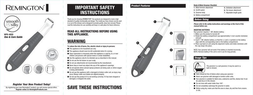 Remington Smooth & Silky WPG-4020 Use & care guide
