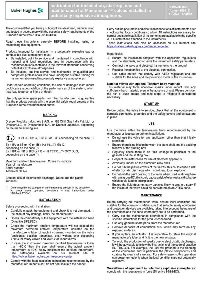 Baker Hughes Masoneilan Instructions for installation