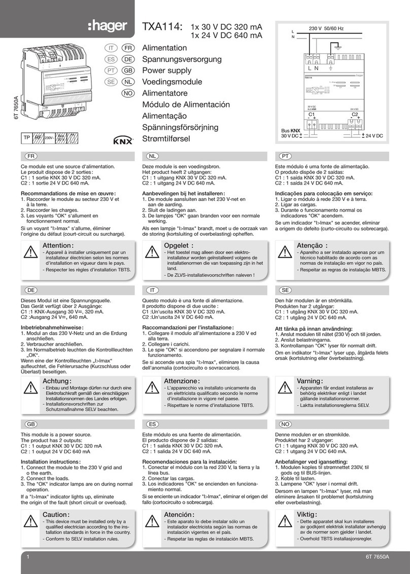 hager TXA114 quick start guide