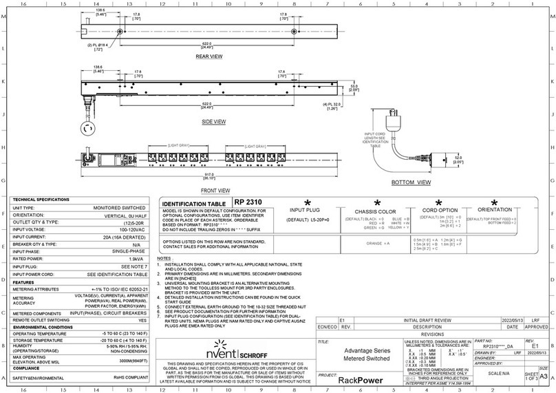 nVent SCHROFF RackPower EP23016-0020 Assembly Diagram nVent SCHROFF RackPower EP23016-0020 Assembly Diagram