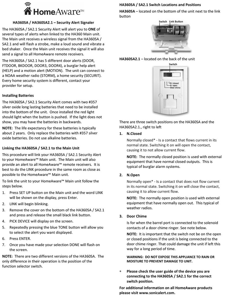 Sonic Alert HomeAware HA360SA User manual