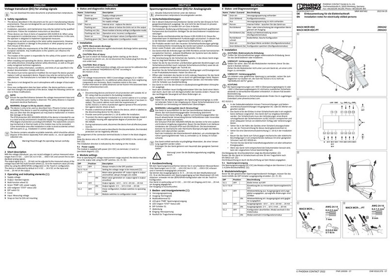 Phoenix Contact MACX MCR-VDC Installation notes