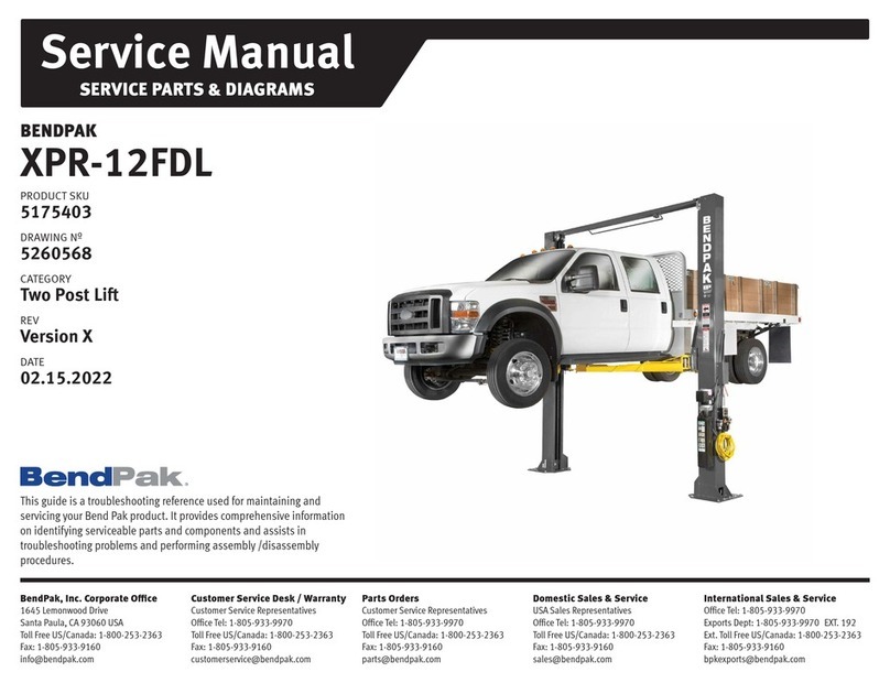 Bend-Pak XPR-12FDL Service manual
