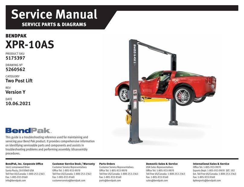 Bend-Pak XPR-10AS User manual
