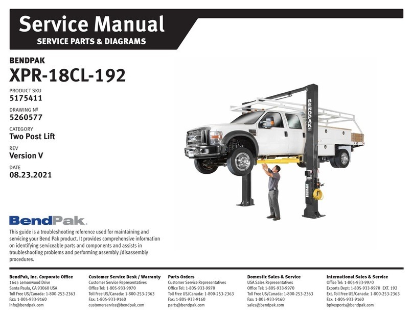 Bend-Pak XPR-18CL-192 Service manual