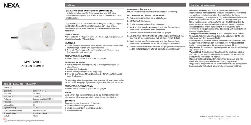 Nexa MYCR-100 user manual