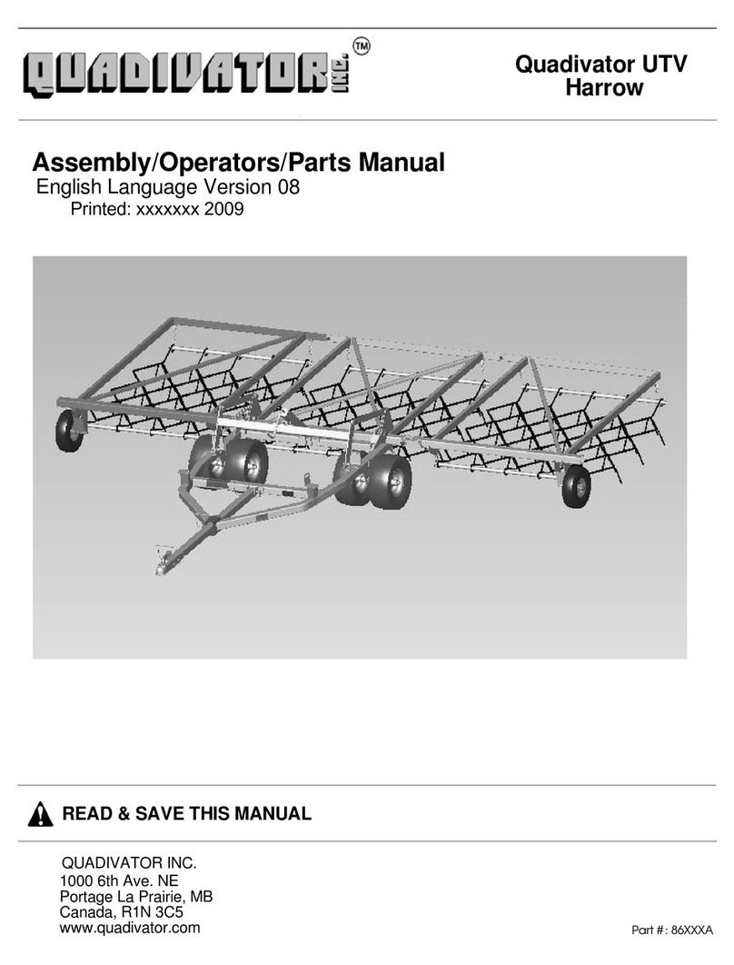 Quadivator UTV Harrow Assembly/operators/parts manual