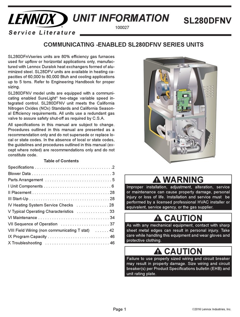 Lennox SL280DFNV Series Installation and operation manual