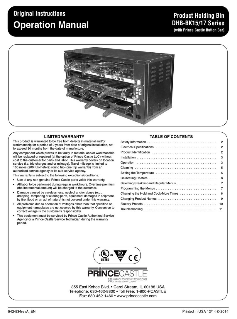 Prince Castle DHB-BK15 Series User manual Prince Castle DHB-BK15 Series User manual