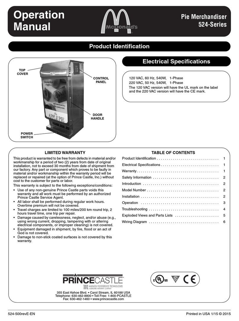 Prince Castle McDonald's 524 Series Operation manual
