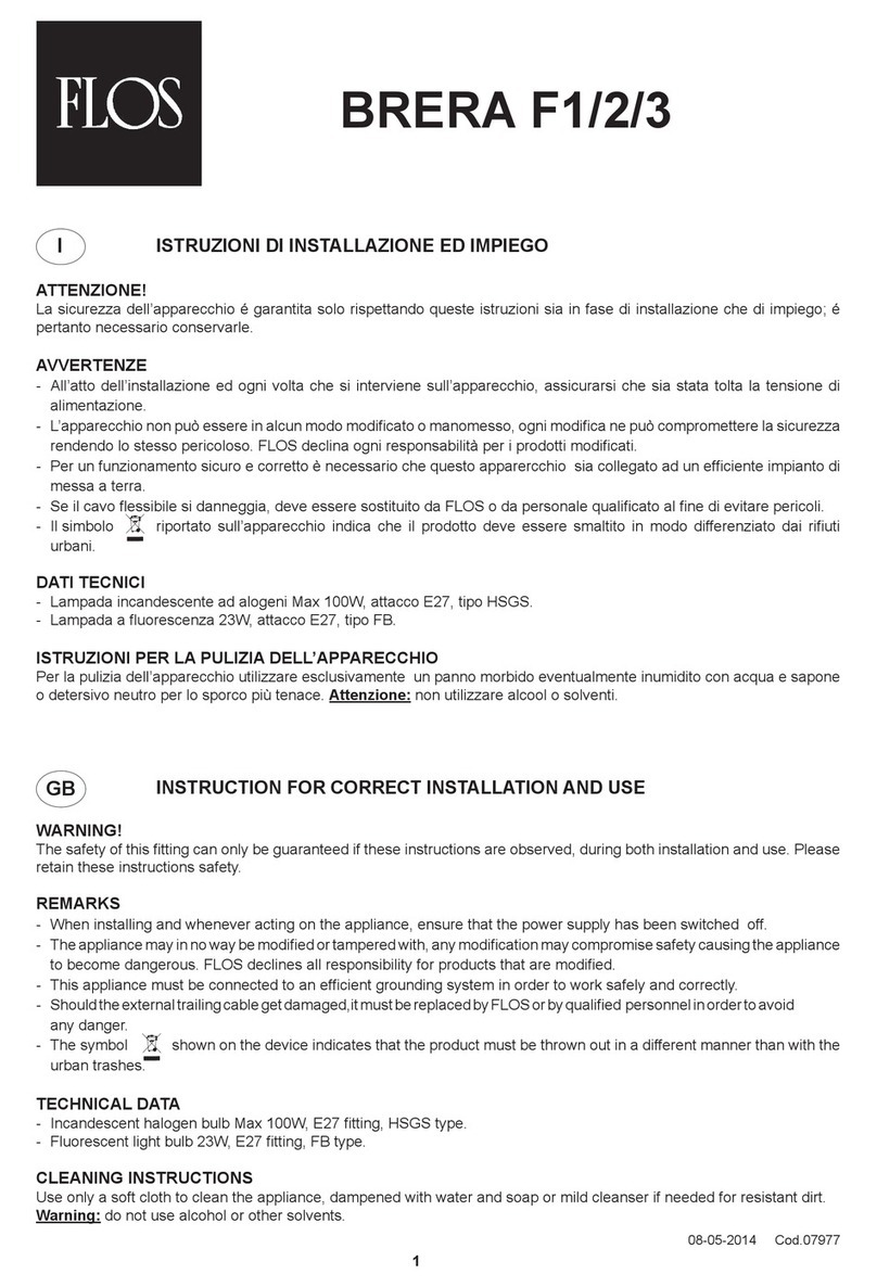 FLOS BRERA F1 Instruction for correct Installation and Use