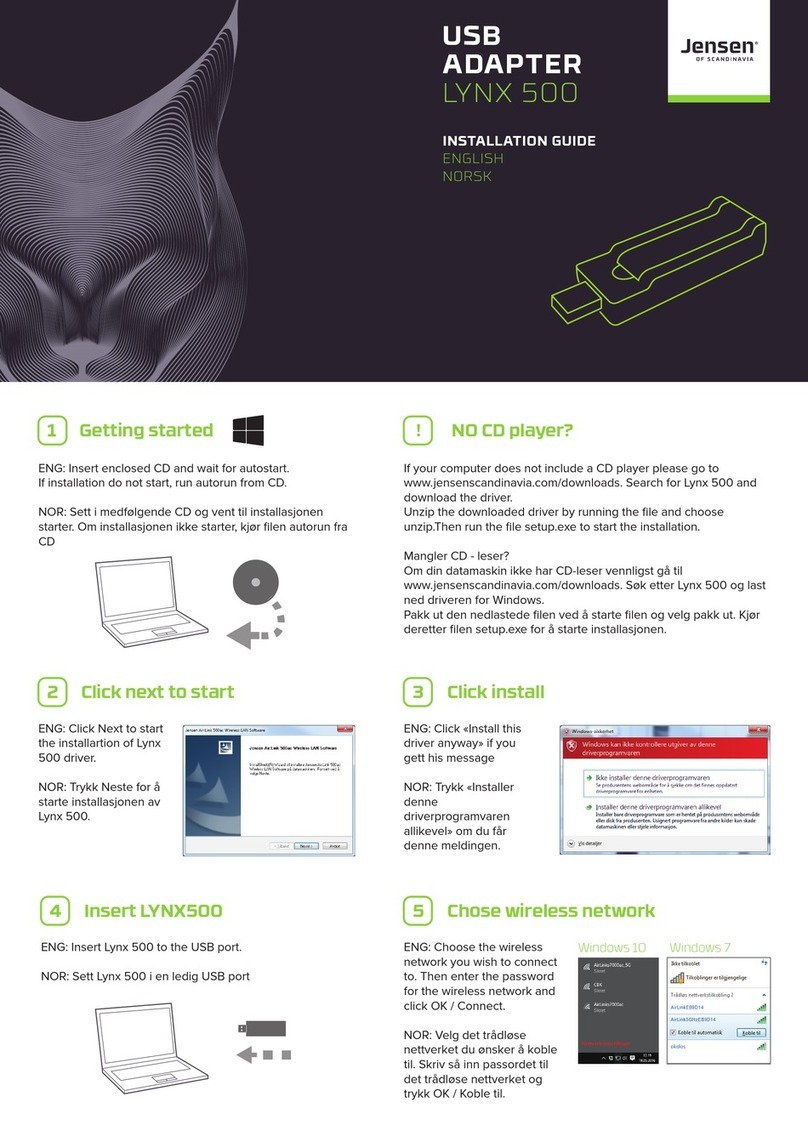 Jensen of Scandinavia LYNX 500 installation guide