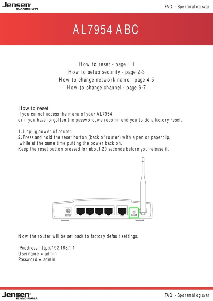 Jensen of Scandinavia AL7954 Installation guide