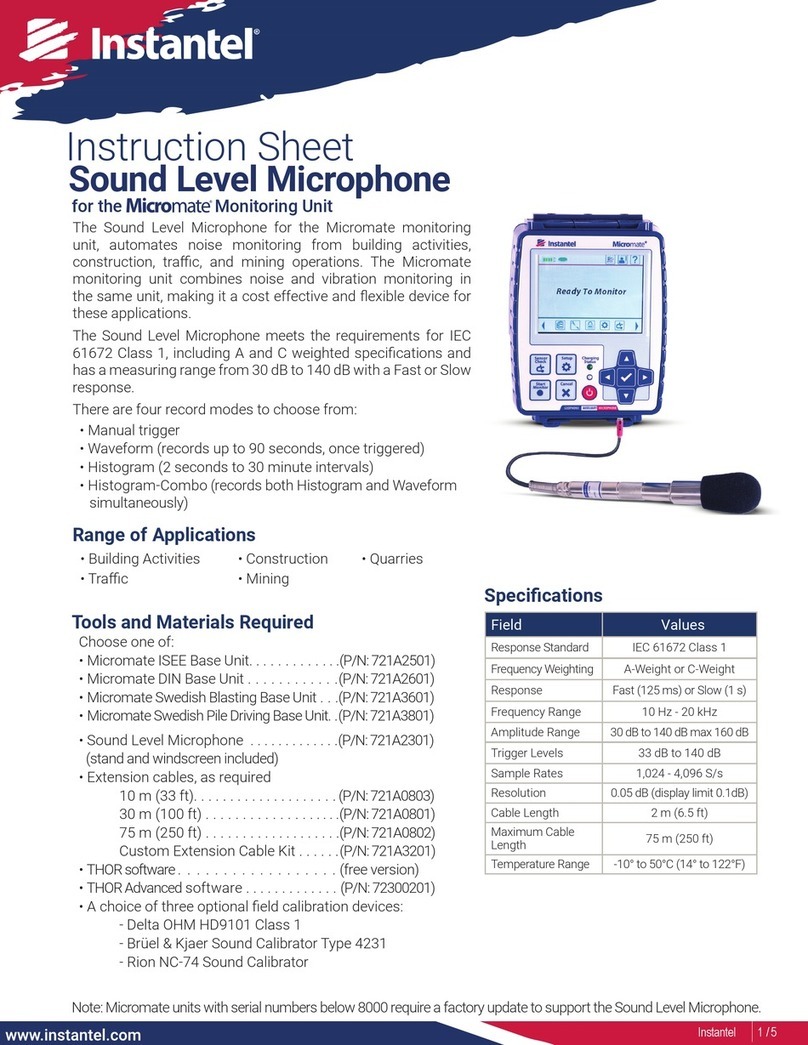 Instantel Micromate Sound Level Microphone instruction sheet