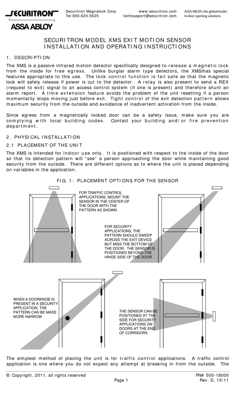 Assa Abloy SECURITRON XMS Installation and operating instructions Assa Abloy SECURITRON XMS Installation and operating instructions