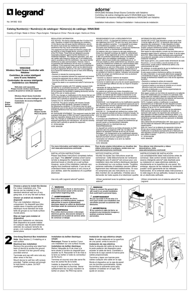 LEGRAND Adorne WNACB40 User manual