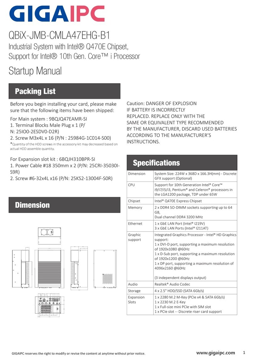 GIGAIPC QBiX-JMB-CMLA47EHG-B1 Installation and operation manual