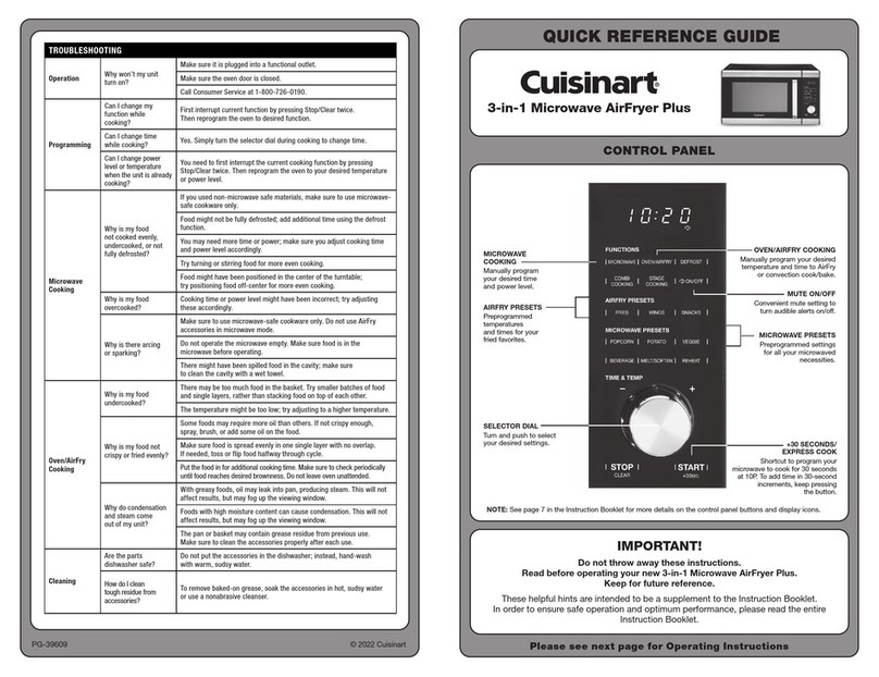 Cuisinart AirFryer Plus AMW-90 Quick reference guide
