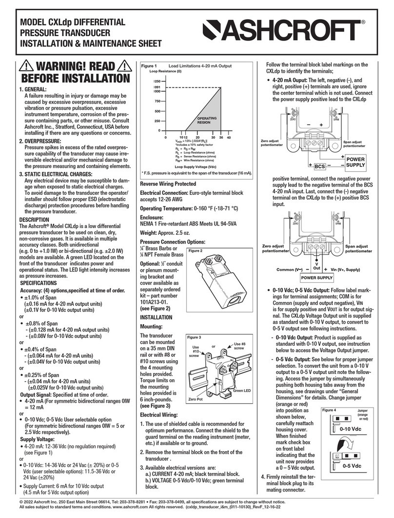 Ashcroft CXLdp Installation and maintenance sheet