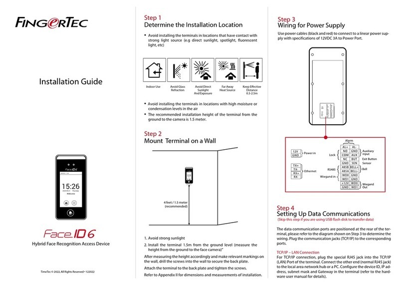 TimeTec FingerTec Face ID 6 installation guide