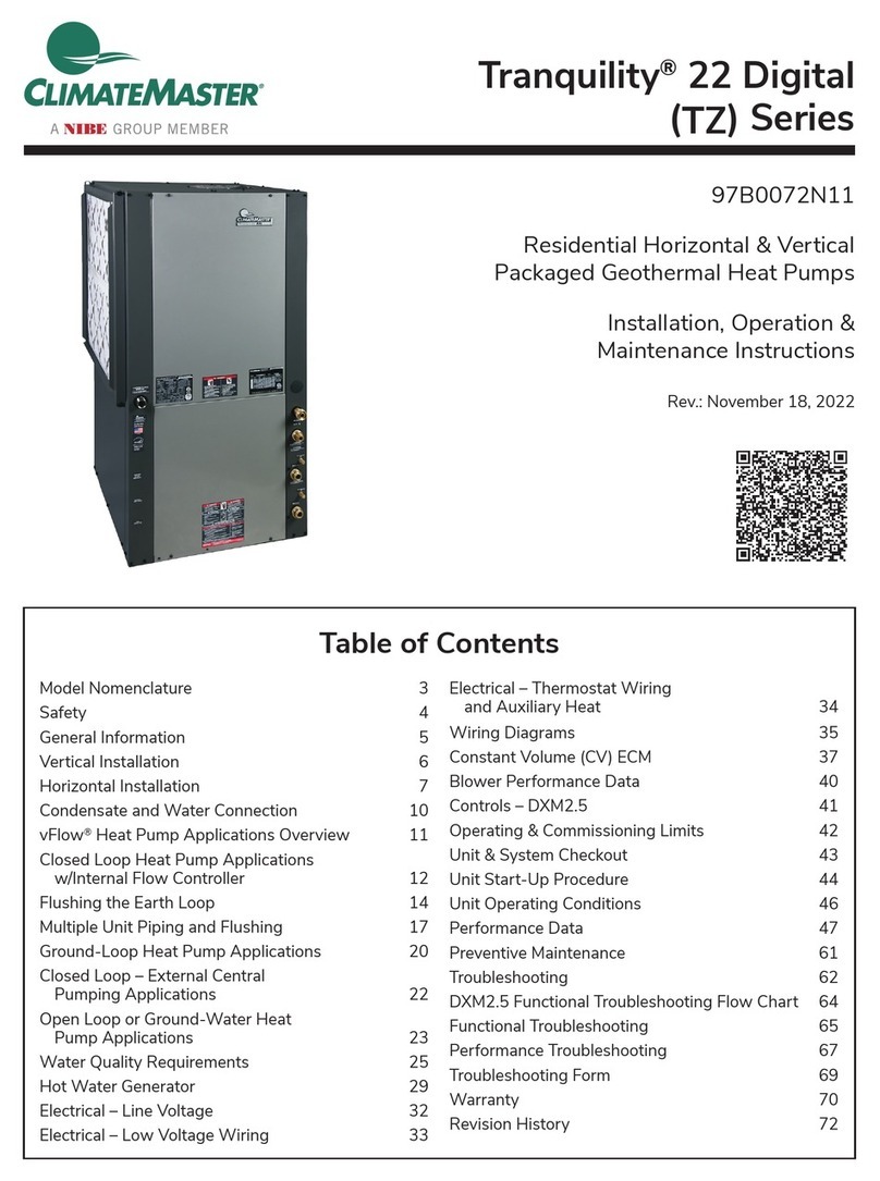 Nibe ClimateMaster Tranquility 22 Digital TZ... Installation, operation & maintenance instructions