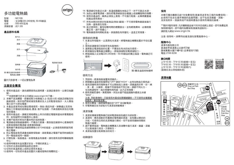 ORIGO MC109 manual