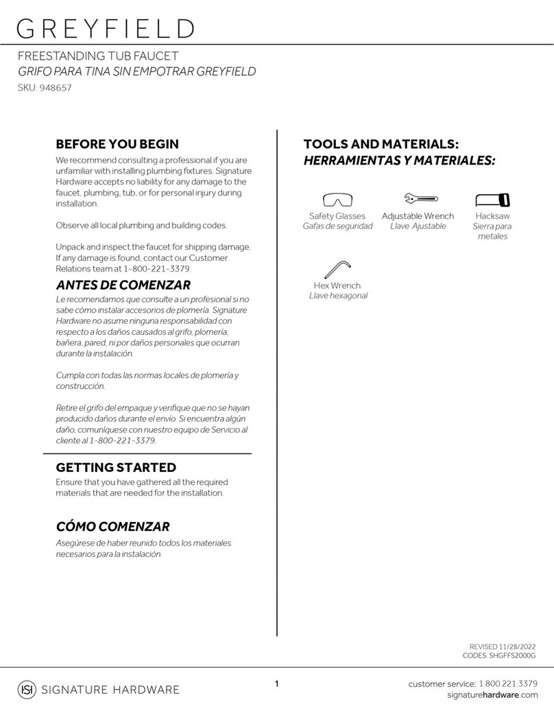 Signature Hardware GREYFIELD 948657 quick start guide