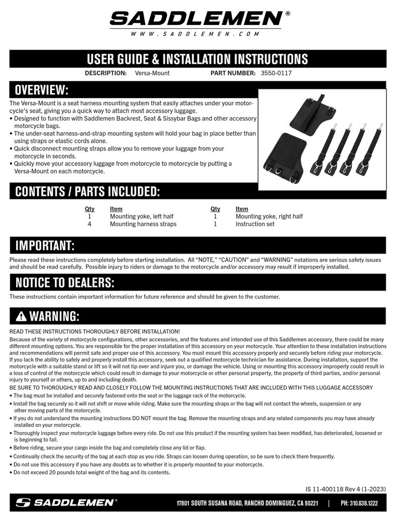Saddlemen 3550-0117 User's guide & installation instructions