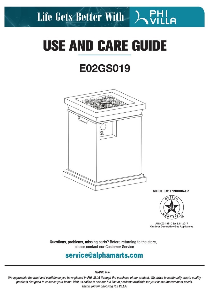 PHI VILLA E02GS019 Use and care guide