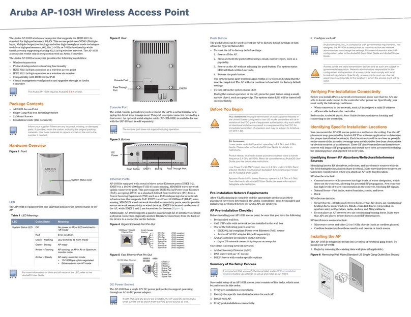 Aruba Networks AP-103H installation guide
