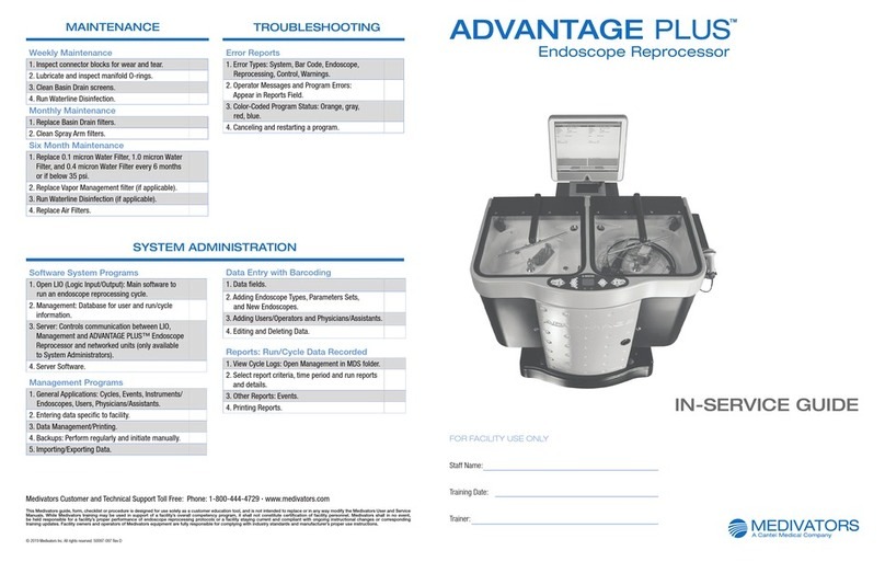 Cantel MEDICATORS ADVANTAGE PLUS In-Service Guide
