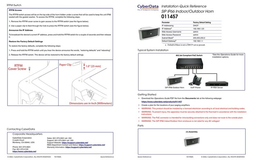 CyberData SIP IP66 Manual