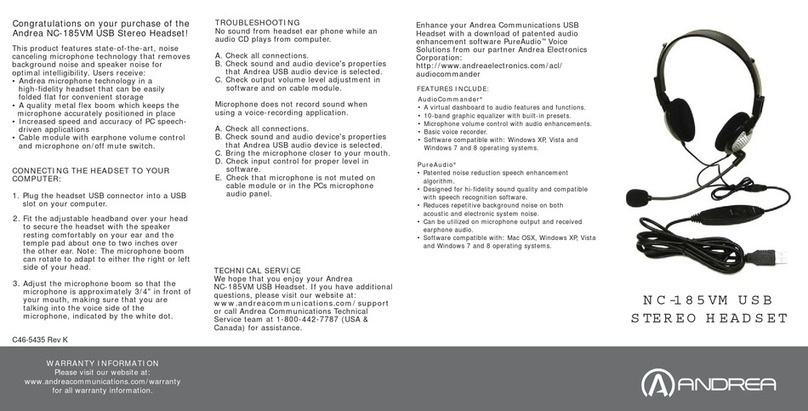 Andrea NC-185VM quick start guide
